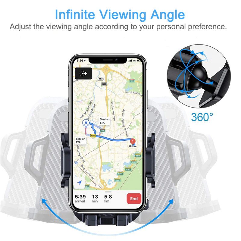 360° Universal Car Phone Mount Holder black