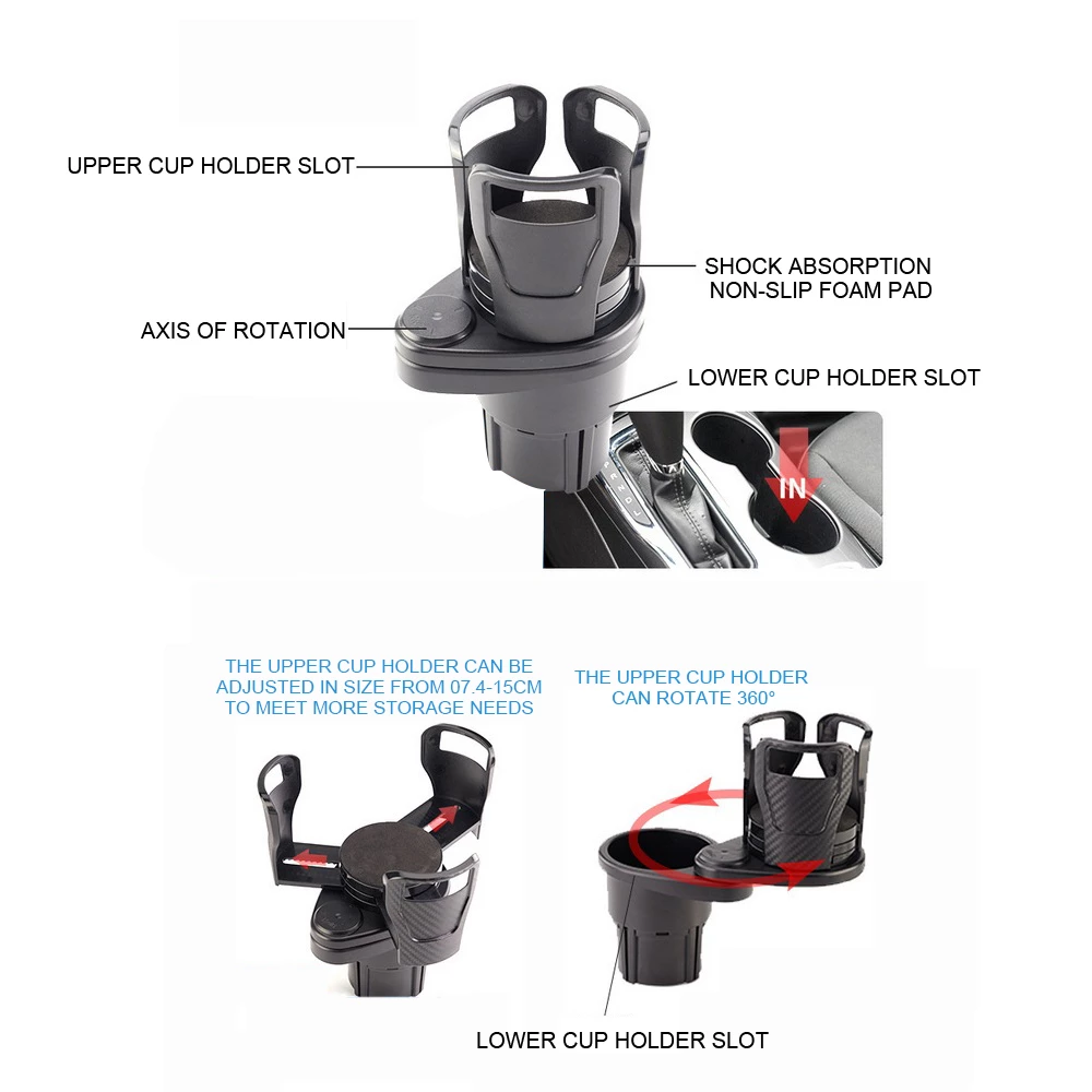Multifunctional 4-in-1 Car Cup Holder