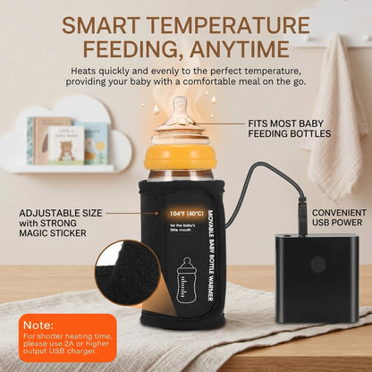 Car Moveable USB Bottle Cup Heating Insulation Bag Baby Bottle Warmer
