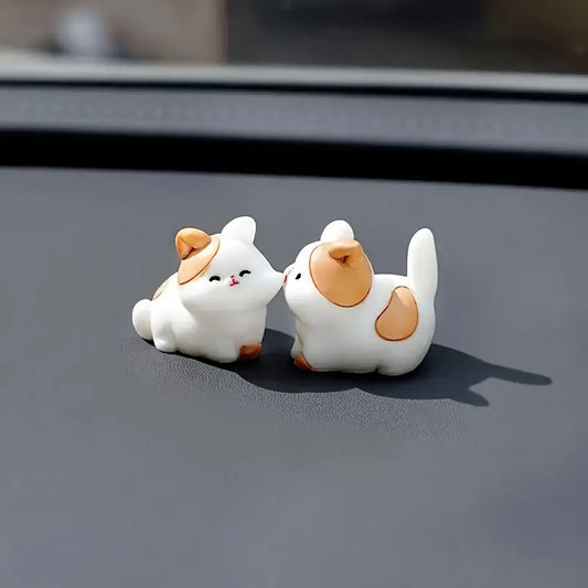 Cute Rabbit & Cat - Resin Car Dashboard Decor - Adorable Animal Ornaments for Indoor/Outdoor Use, Durable Dashboard Decoration