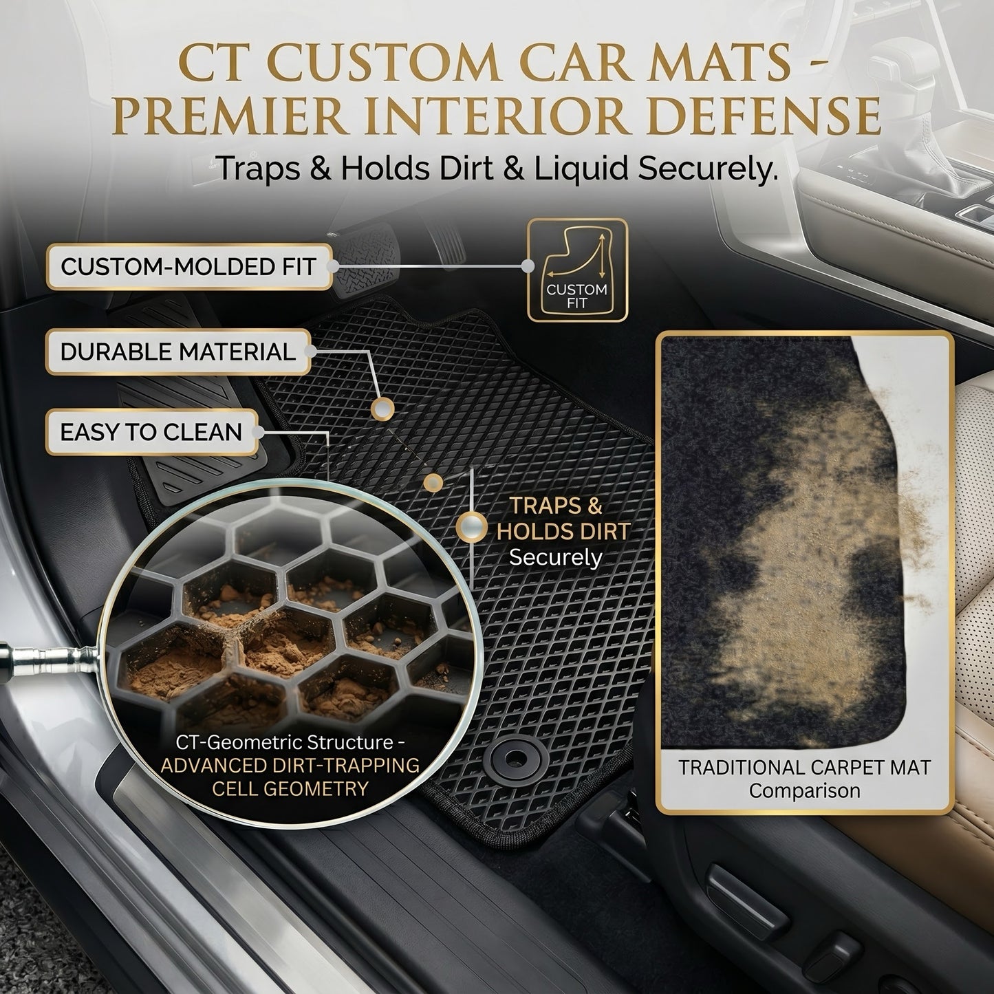 Car Floor Mats with dirt and liquid protection technology