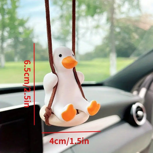 🎁 Adorable Duck-Themed Car Interior Decor Featuring a Gypsum Swinging Duck Pendant for The Rearview Mirror, Perfect for Kawaii Car Accessories. (100% off)