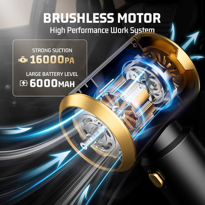 Portable car vacuum with brushless motor