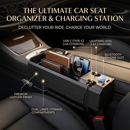 Car Seat Side Organizer with USB Charger