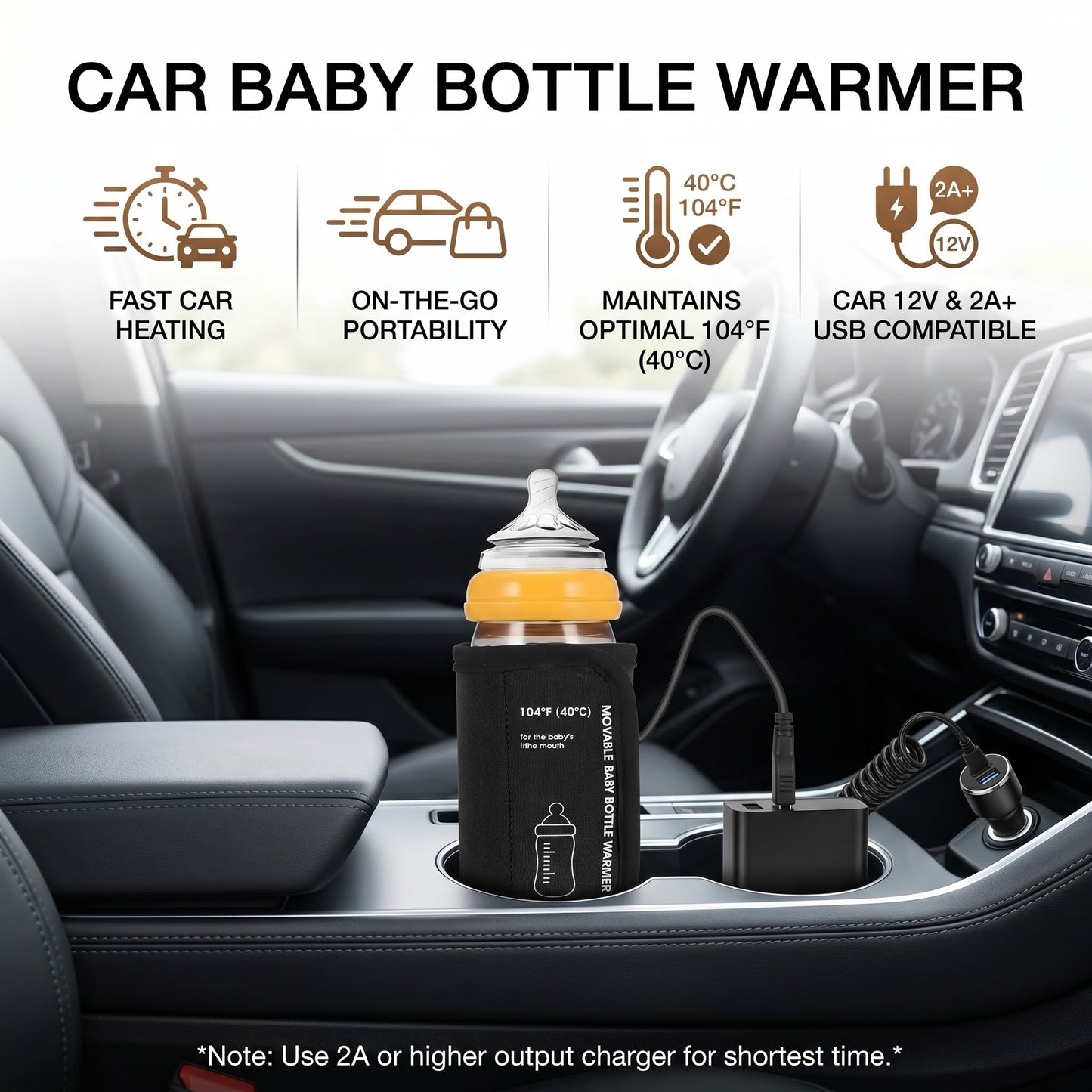 Car Moveable USB Bottle Cup Heating Insulation Bag Baby Bottle Warmer