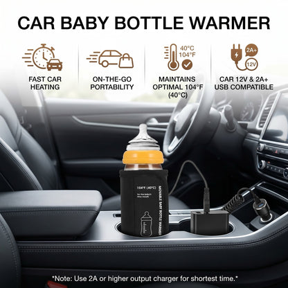 Car Moveable USB Bottle Cup Heating Insulation Bag Baby Bottle Warmer
