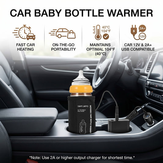 Car Moveable USB Bottle Cup Heating Insulation Bag Baby Bottle Warmer