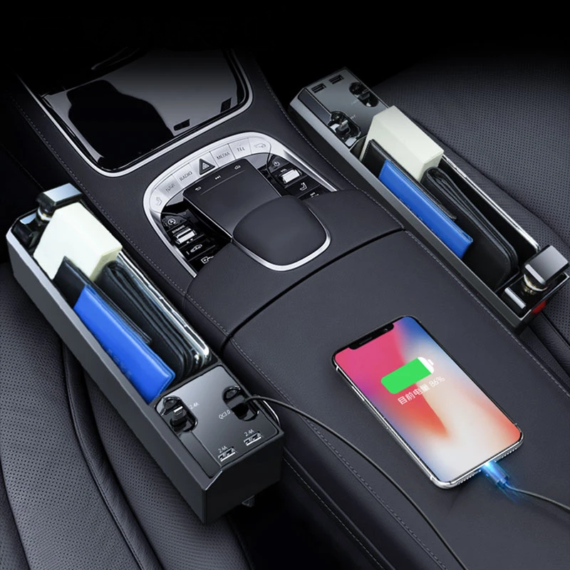 Car Seat Side Organizer with USB Charger