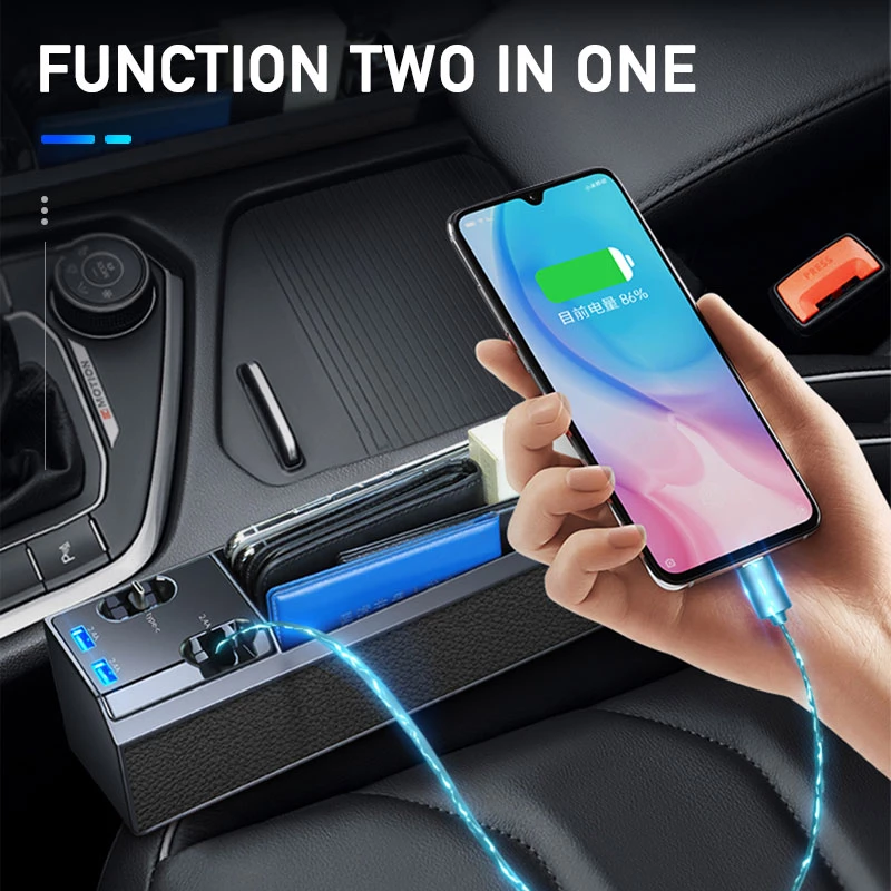 two-in-one Car Seat Side Organizer with USB Charger